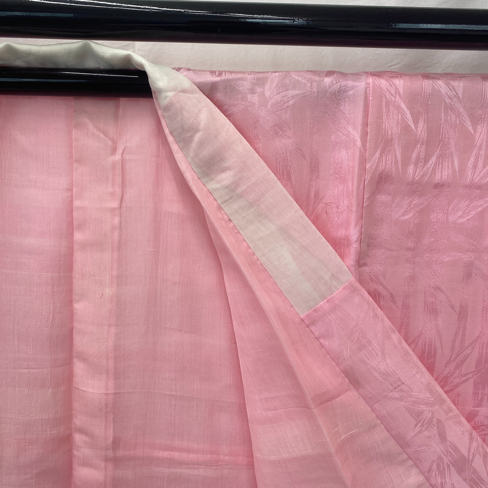 Japanese Vintage Kimono Polyester Pink No Lining Traditional Length 48 in