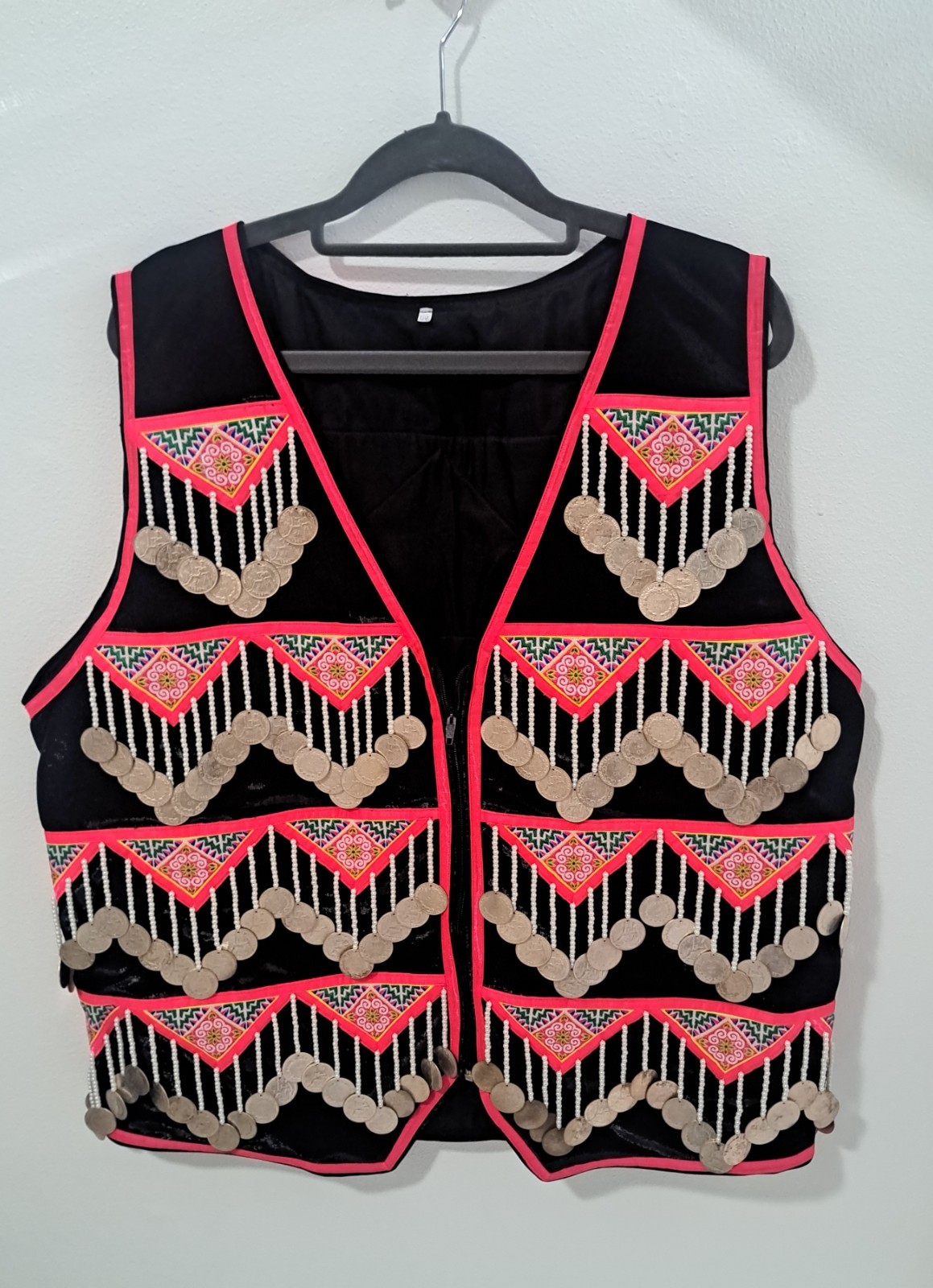 Hmong Ceremonial Vest w/ 1937 French Indochina Coins Size 48