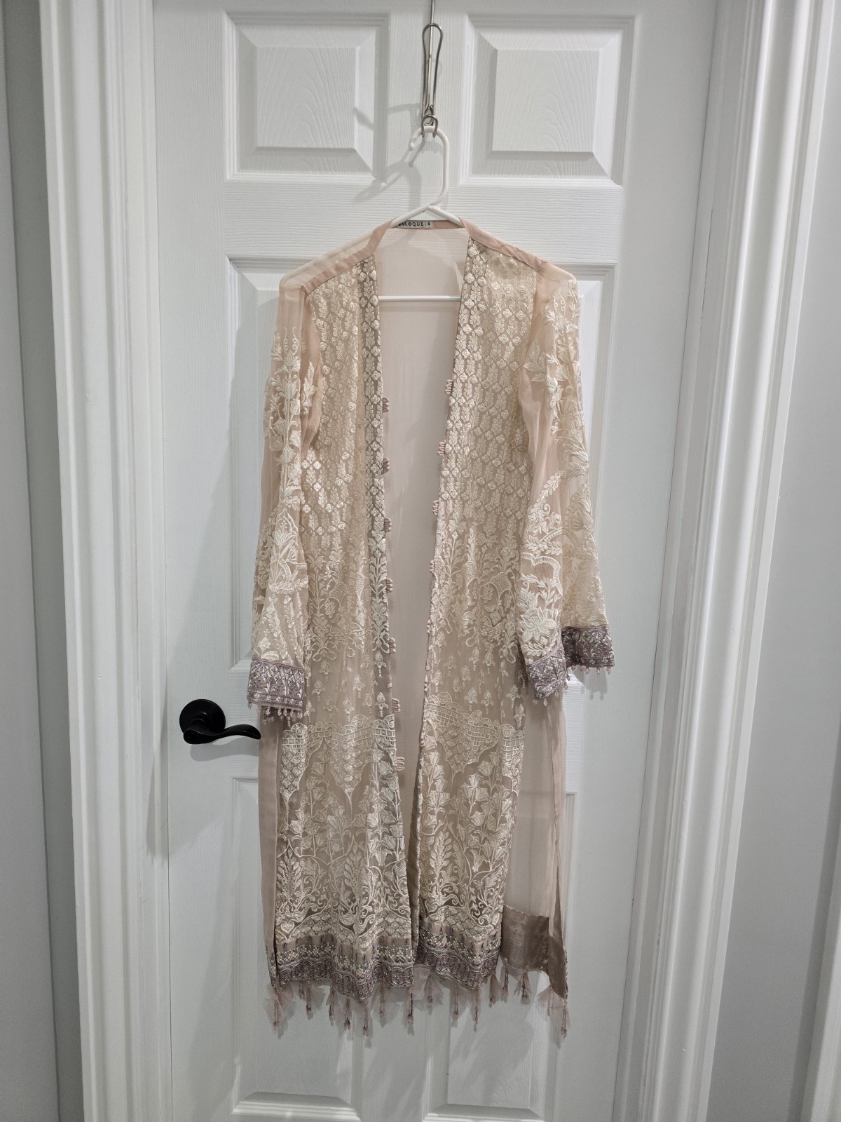 Barque Chantelle Embroidered Organza And Silk Suit Pakistan 2 Piece Peach Pink