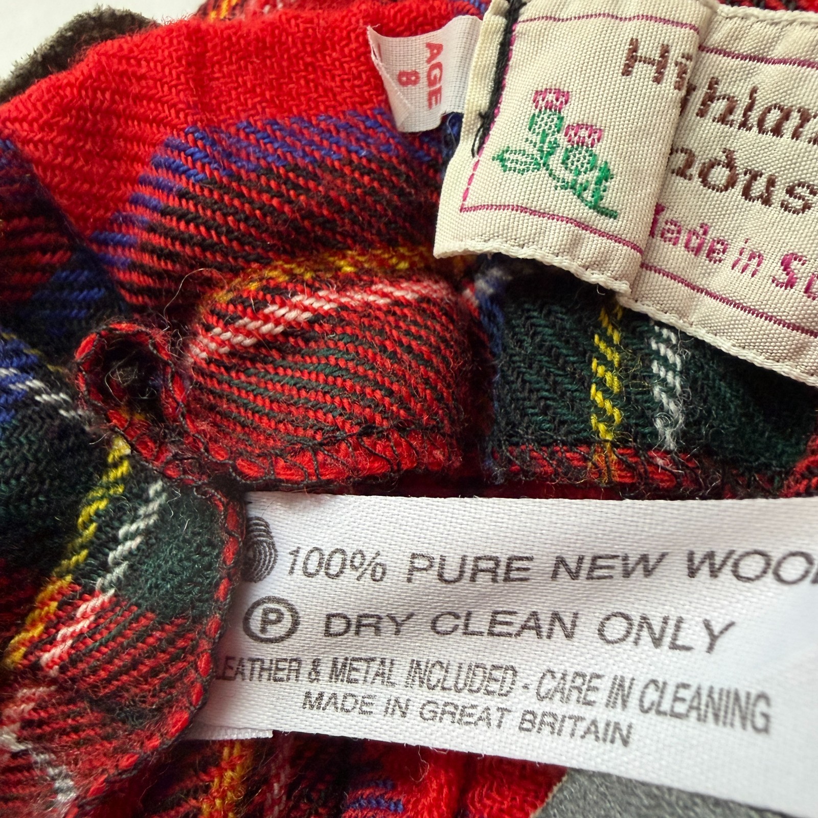 Royal Stewart Tartan Kilt 8 Wool Vtg Highland Home Industries Made In Scotland