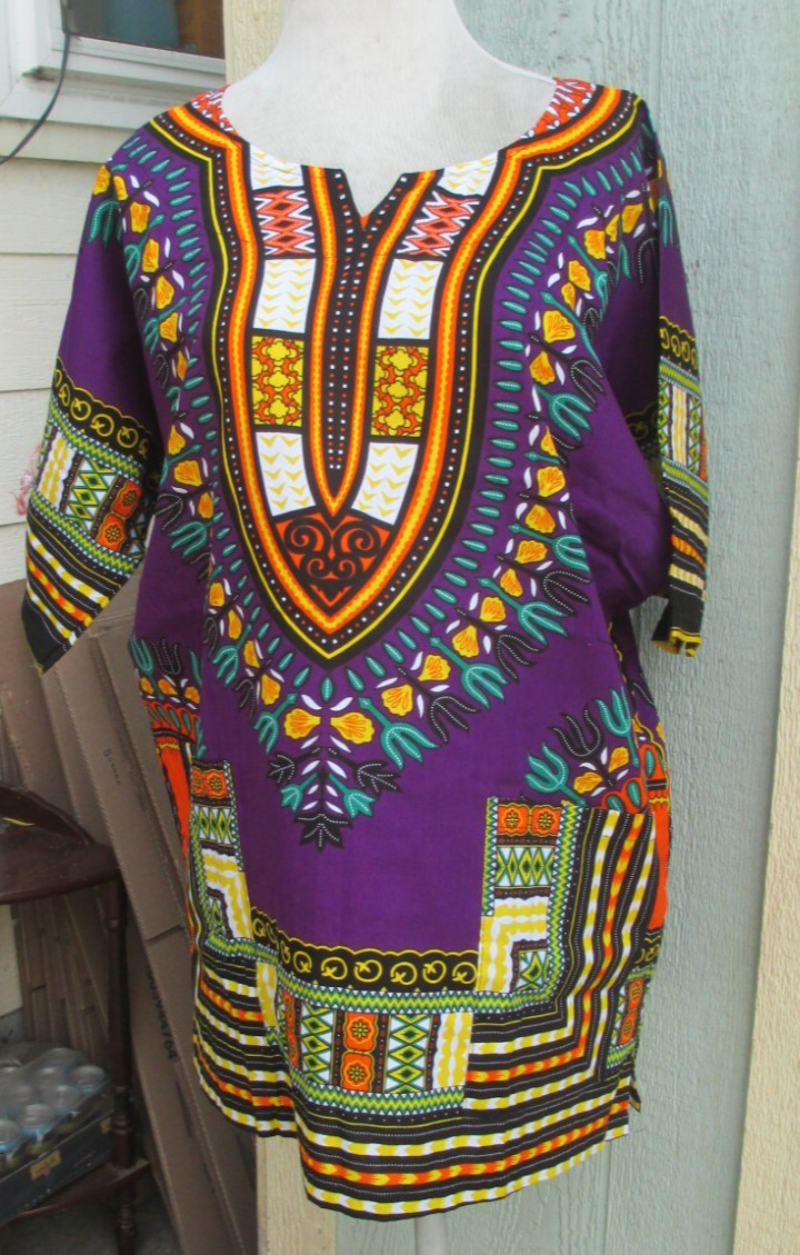 African Shirt Dashiki Print Men Women Succunct Hippie Top Blouse 2 XL