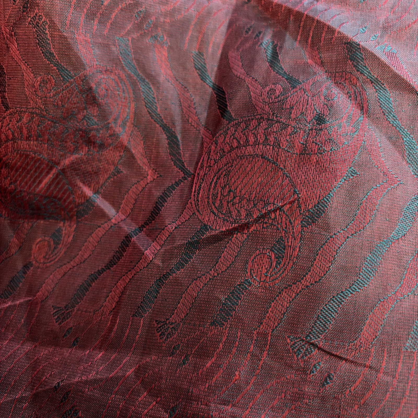 Iridescent Bollywood 100% Silk Sari ~Magenta-Deep Teal-18 Ft x46″~EXC