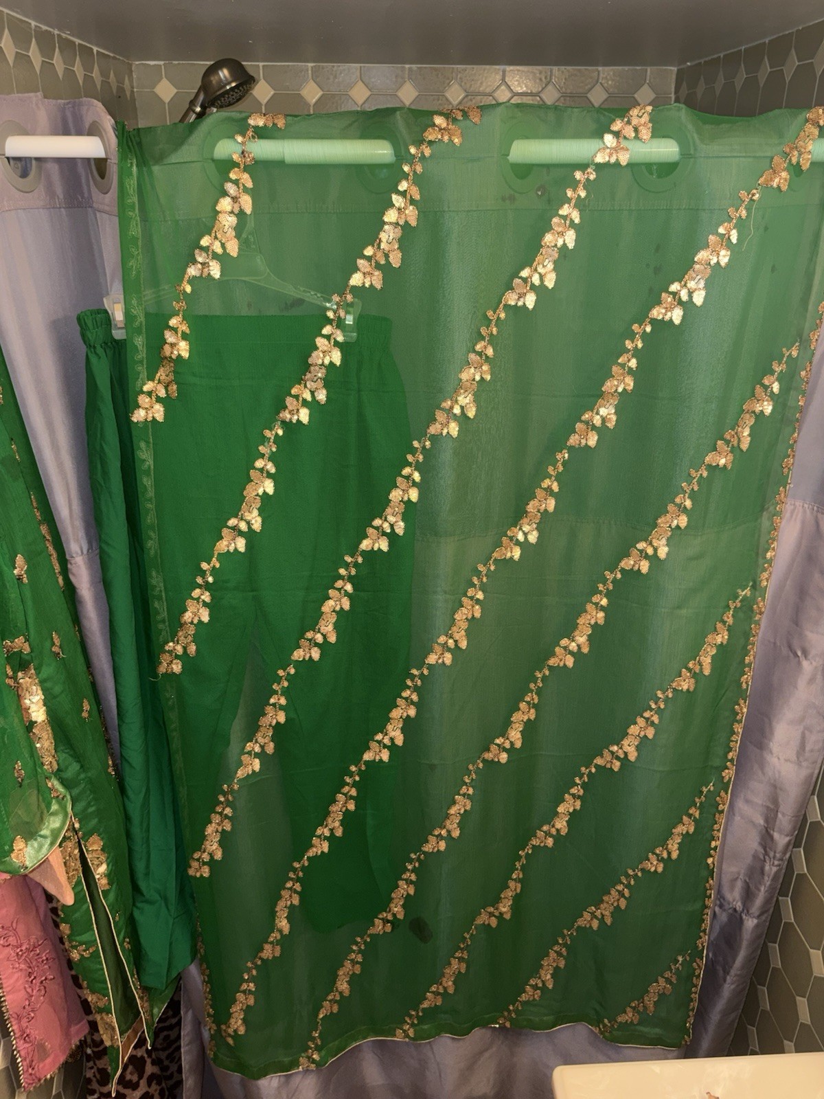 Women’s Green & Gold Embroidered Salwar Kameez 3-Piece Suit w/ Dupatta