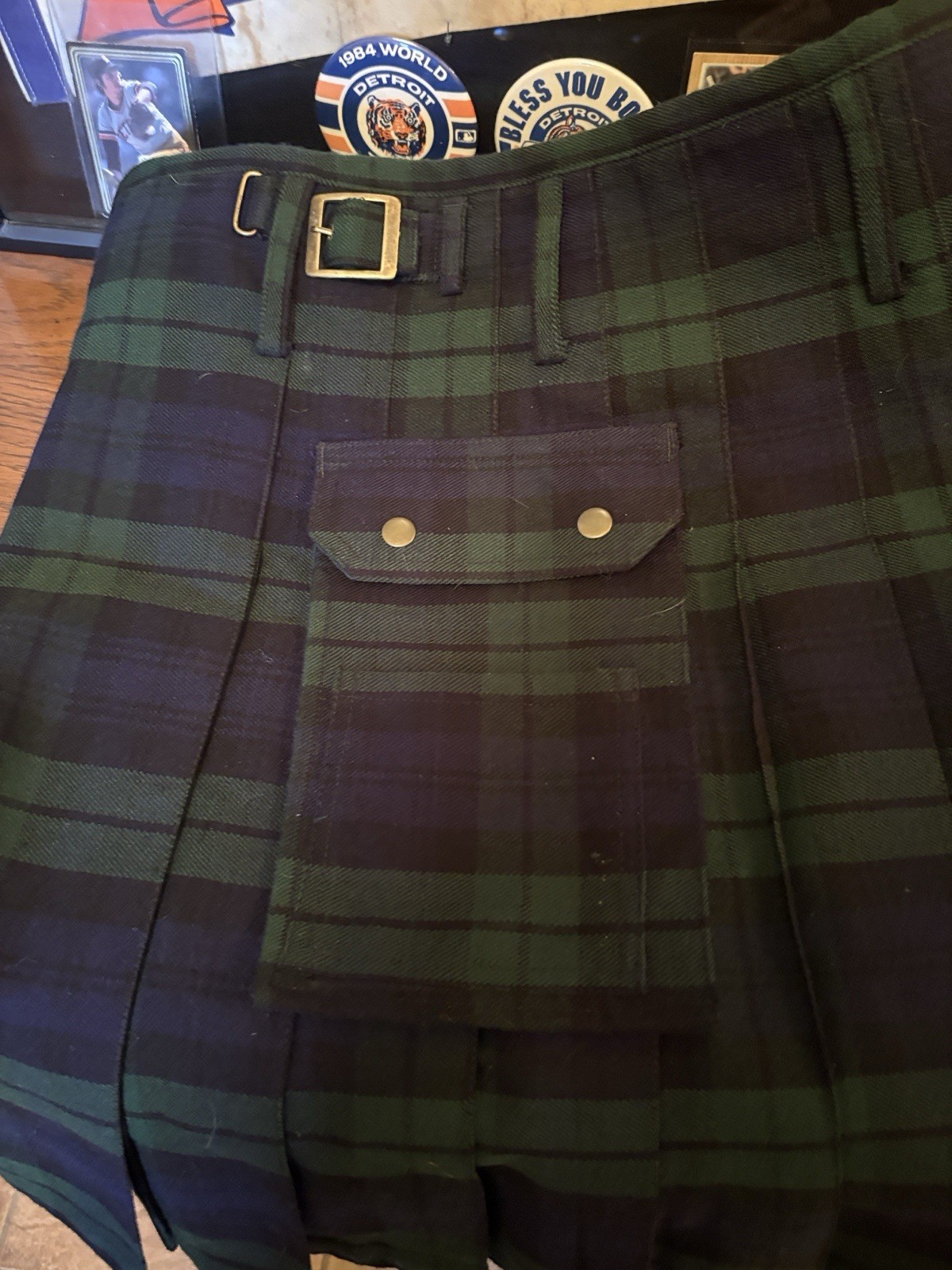 Blackwatch Tartan Kilt: Traditional Scottish Highland Dress, Sz 30