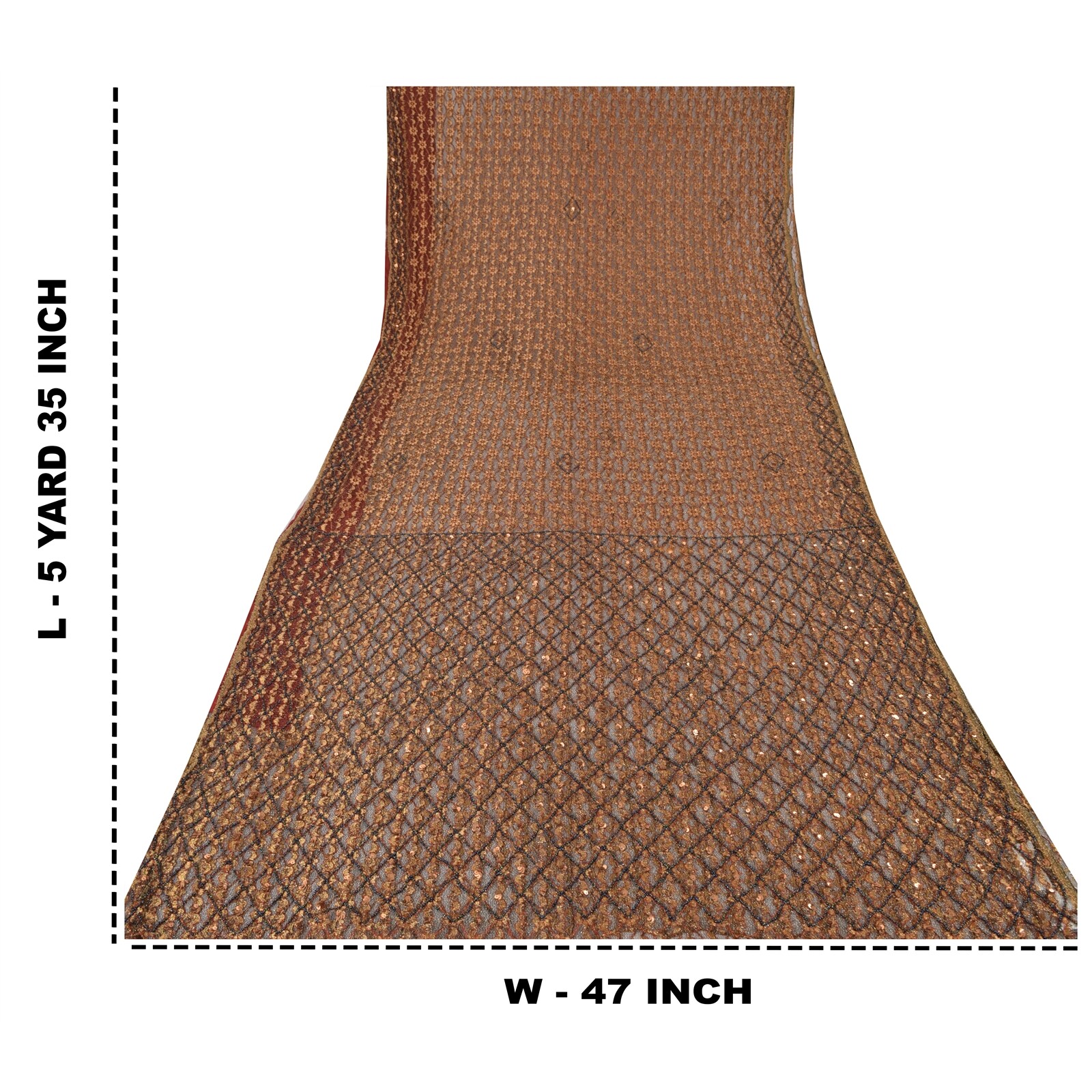 Sanskriti Vintage Sarees Net Mesh Hand Beaded Woven Bollywood Sari Craft Fabric