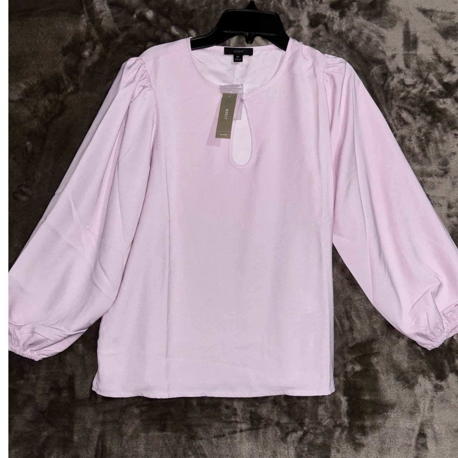J.Crew Balloon Sleeve Blouse Lavender Womens Petite Small Keyhole Back