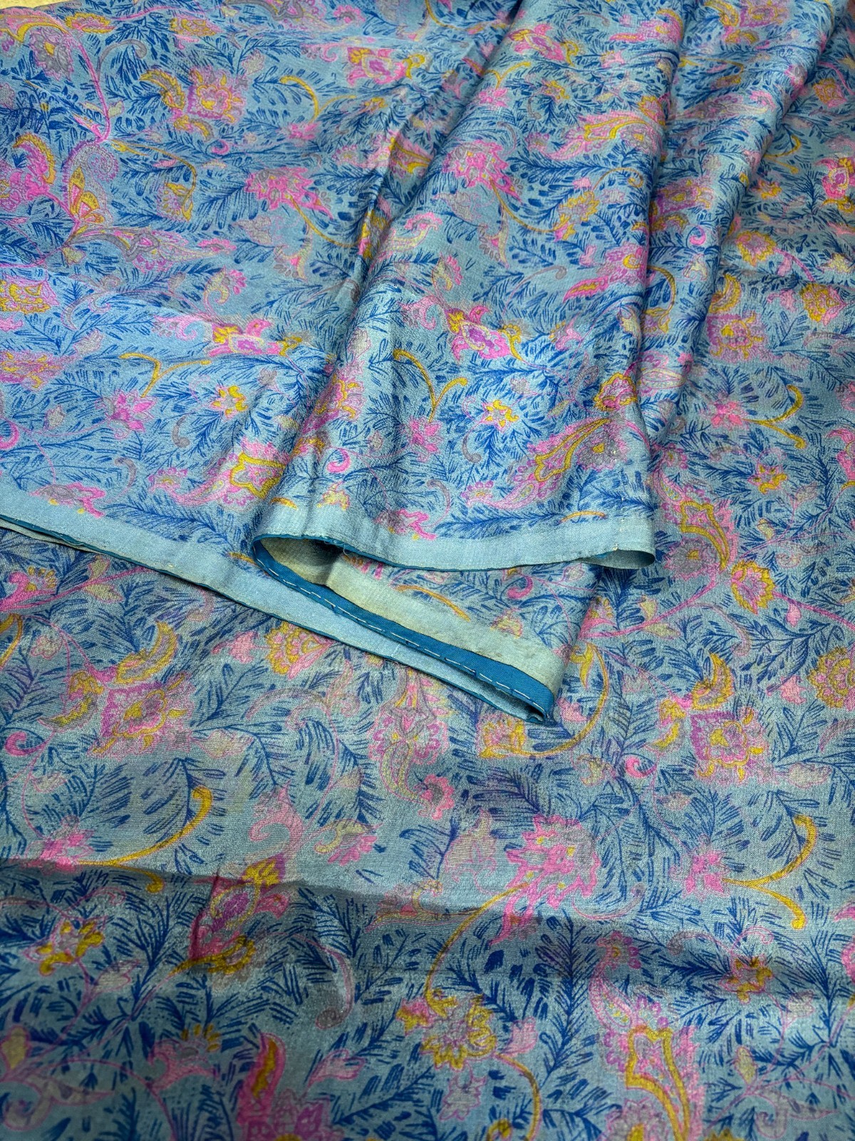 Vintage Chiffon Silk Saree, Lightweight Fabric for DIY & Sewing CS1141