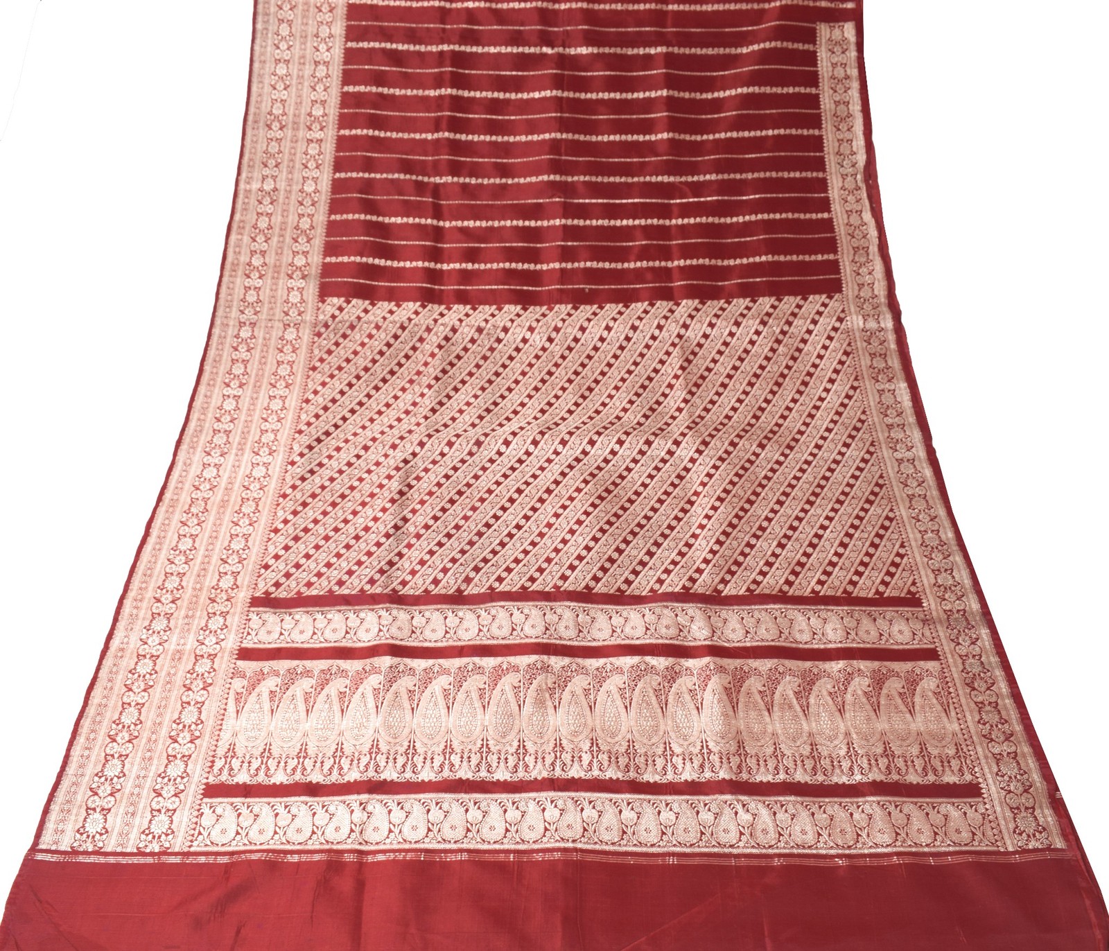 Sushila Vintage Heavy Saree Blend Satin Silk Banarasi Brocade Woven Sari Fabric