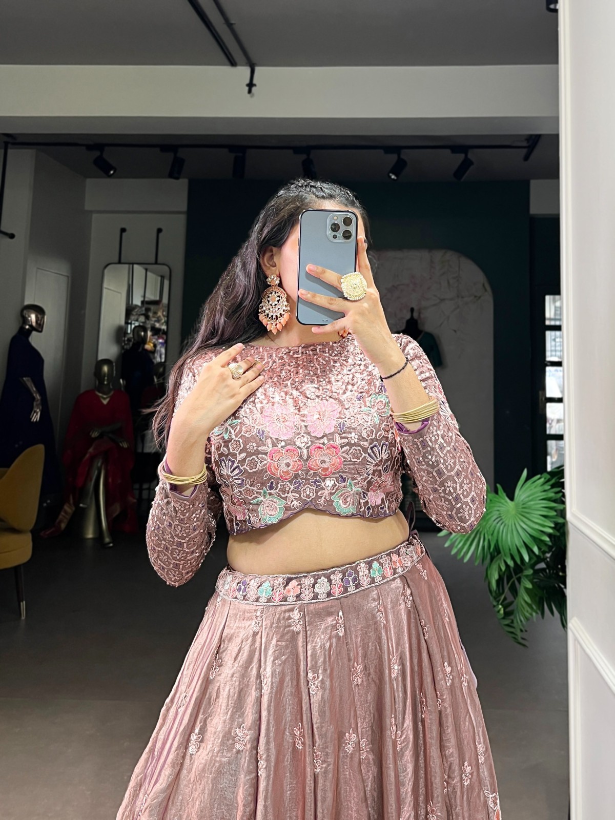 Women’s Fendi Lehenga Choli Sequins Embroidery Wedding Party Festive Wear