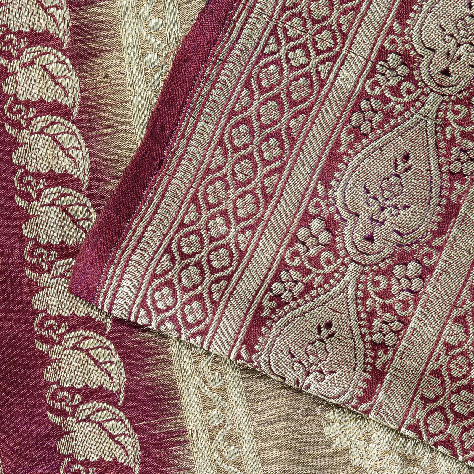 Sanskriti Vintage Cream Pure Satin Saree Banarasi Brocade Zari Hand-Woven Sari
