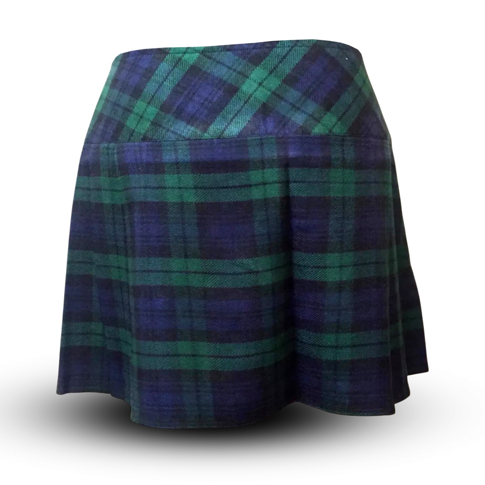 Ladies Girls Black Watch Tartan Billie Kilt Skirt Leather Straps Drop 16″