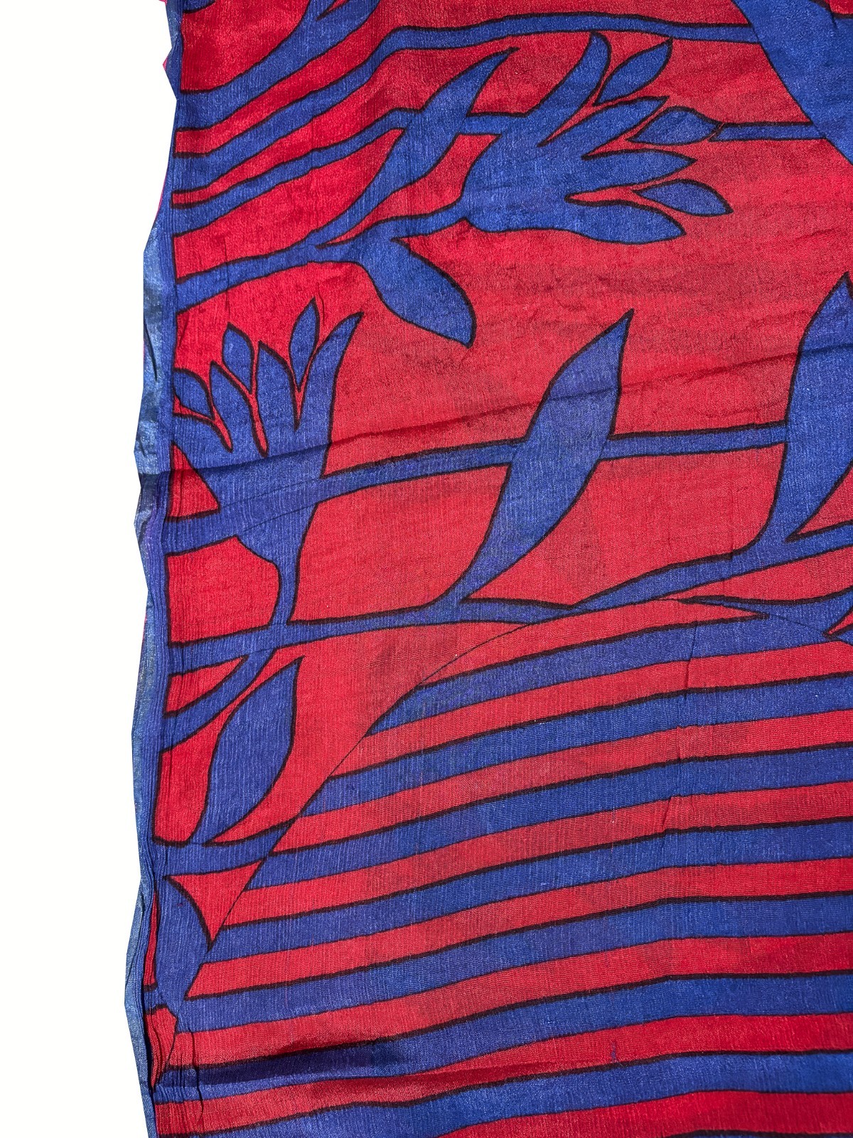 Vintage Red Chiffon Silk Saree | Lightweight Fabric for DIY & Sewing CS1007