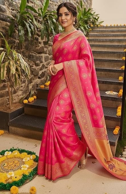 Women’s Banarasi Kanjivaram Art Silk Saree with Blouse Material