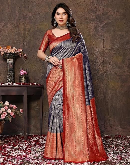 Women’s Banarasi Kanjivaram Art Silk Saree with Blouse Material