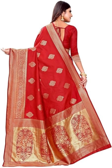 Woven Trendy Kanjivaram Soft Lichi Silk Saree With Blouse Piece