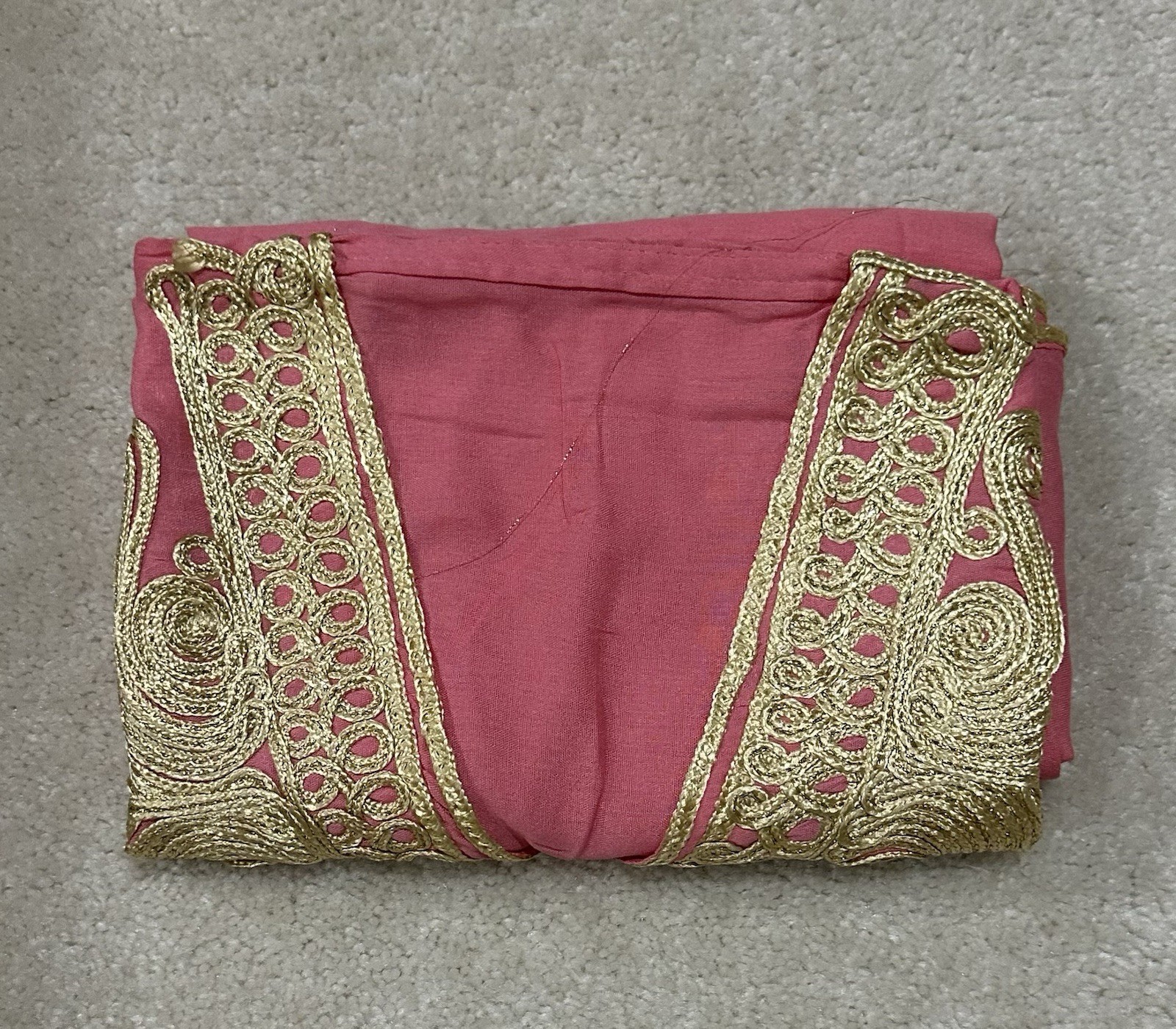Moroccan Kaftan Pink Gold Embroidered Traditional Dress Women Caftan Handmade