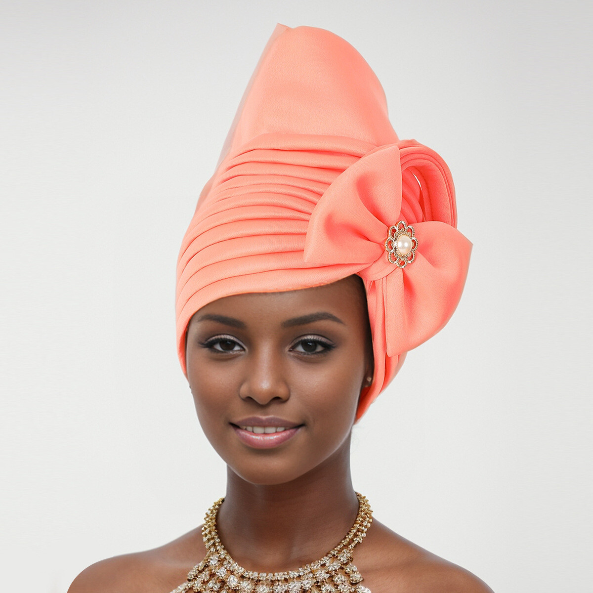 Nigerian Wedding Cap Aso Oke Headtie Auto Gele Women Flower Hat African Turban