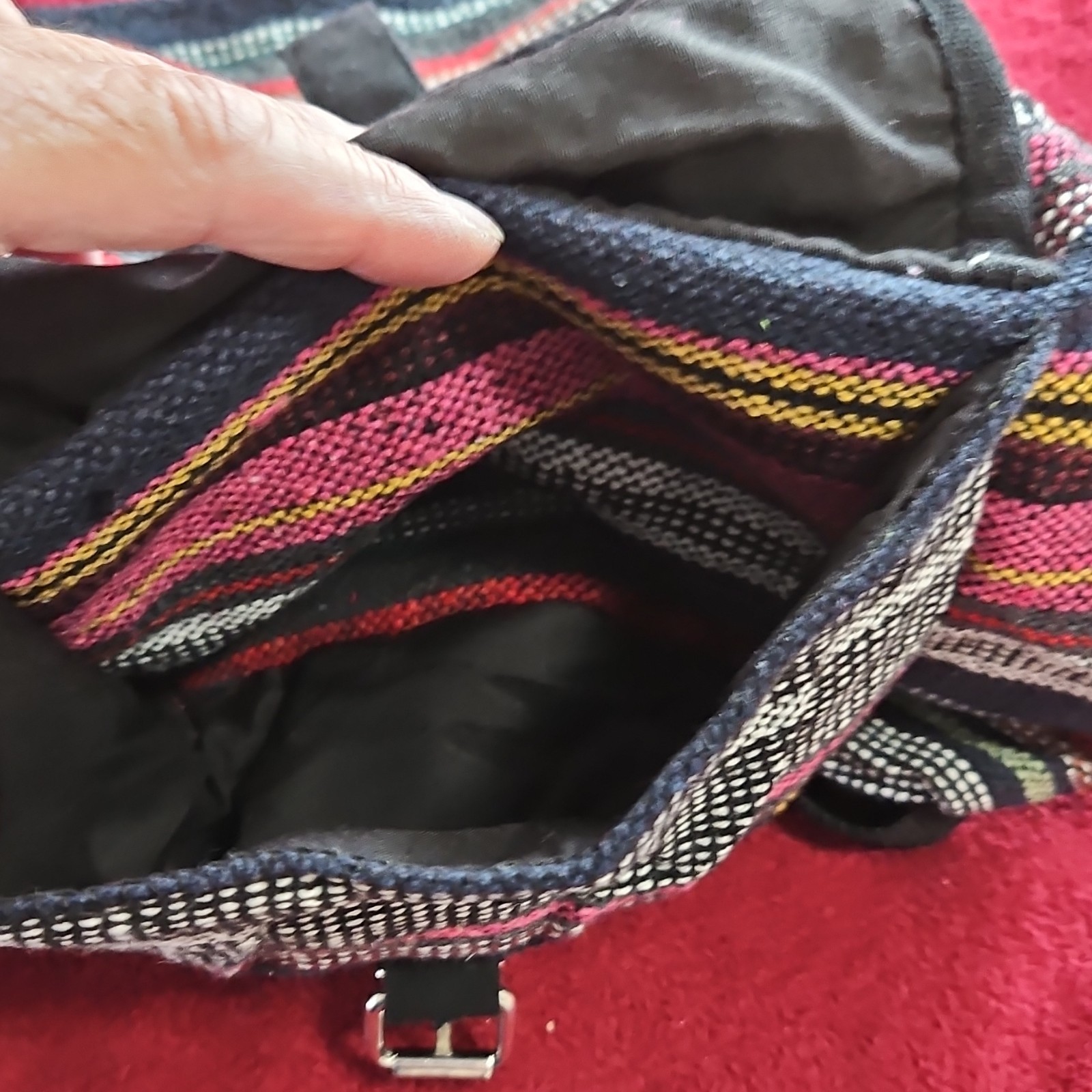 Handmade Multicolor Cotton Latin American Pattern Backpack Adjustable Straps
