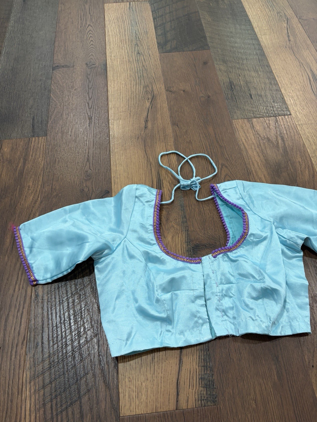 Sky Blue Fancy Silk Full Stitched Blouse Size 36/38/40
