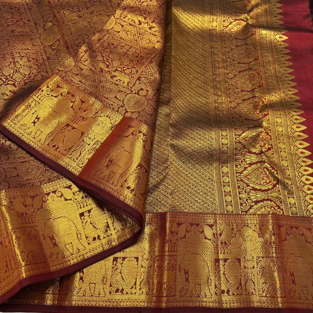 Premium Red Soft Silk Saree with Rich Gold Zari Work – Festive Collection