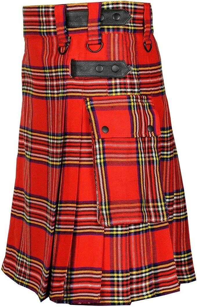 Royal Stewart Tartan Leather Straps Utility Kilts