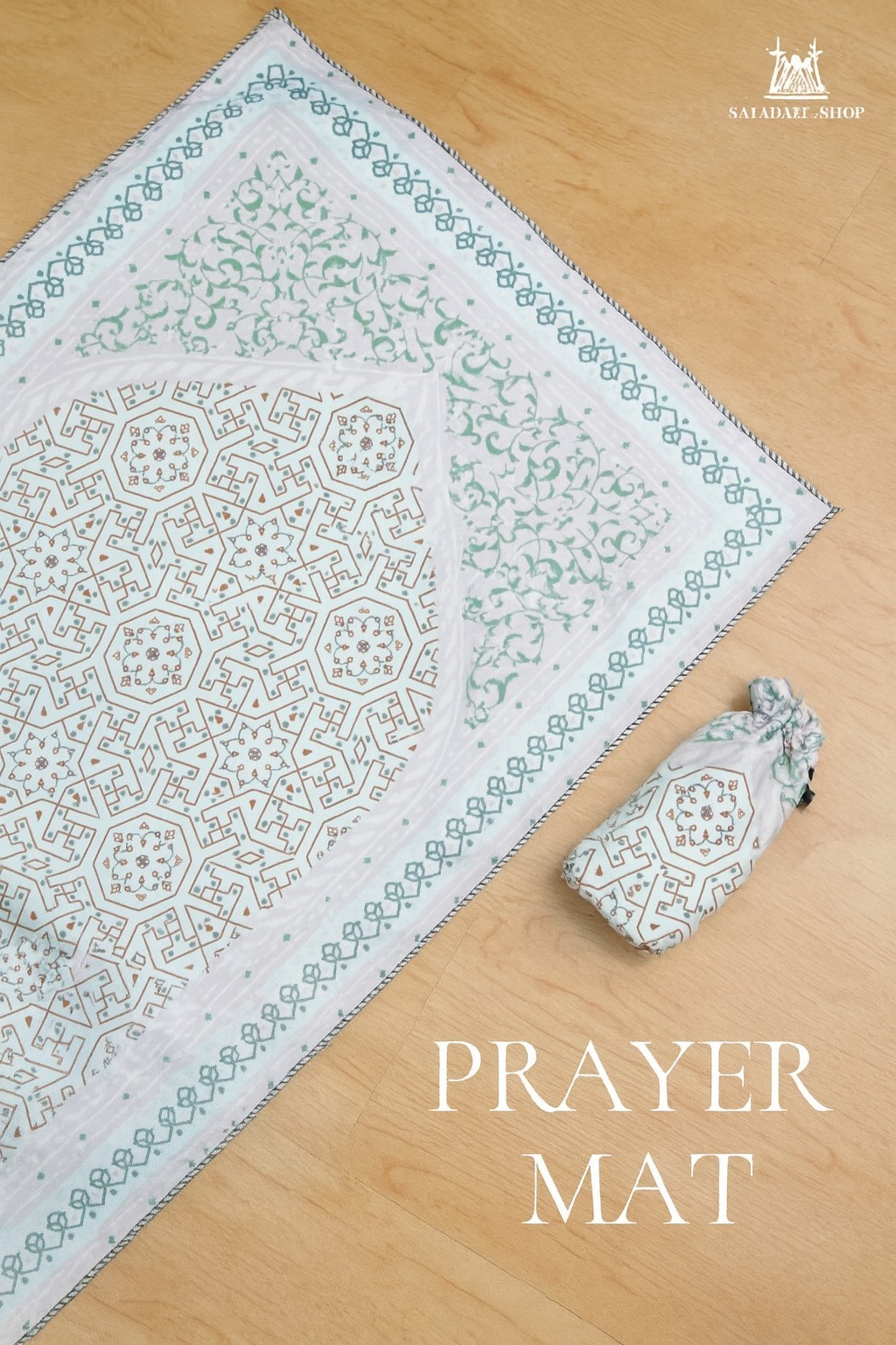 Muslimah Prayerwear (Telekung) Color-Rose & Steel Blue, 2-in1 Bag & Prayer Rug