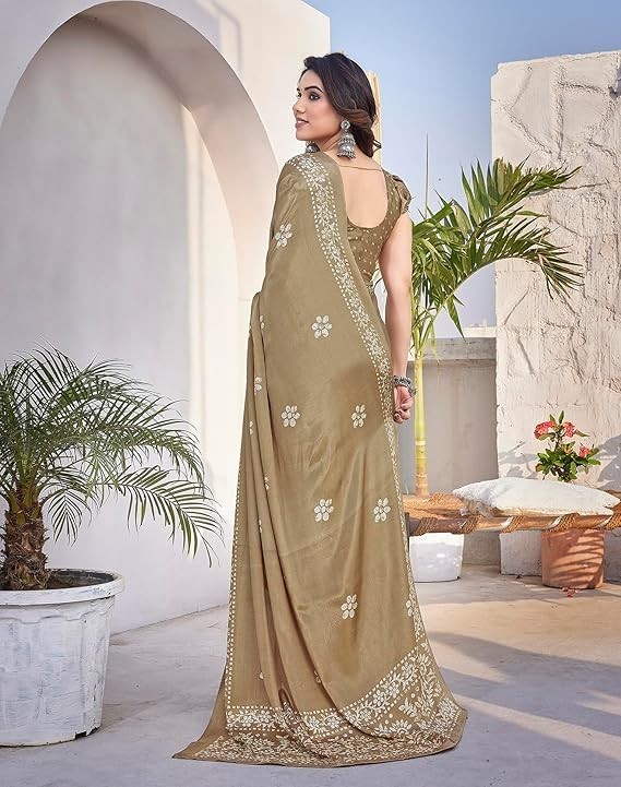 Women’s Elegant Malgudi Art Silk Saree with Blouse Material I Sarees For Woman