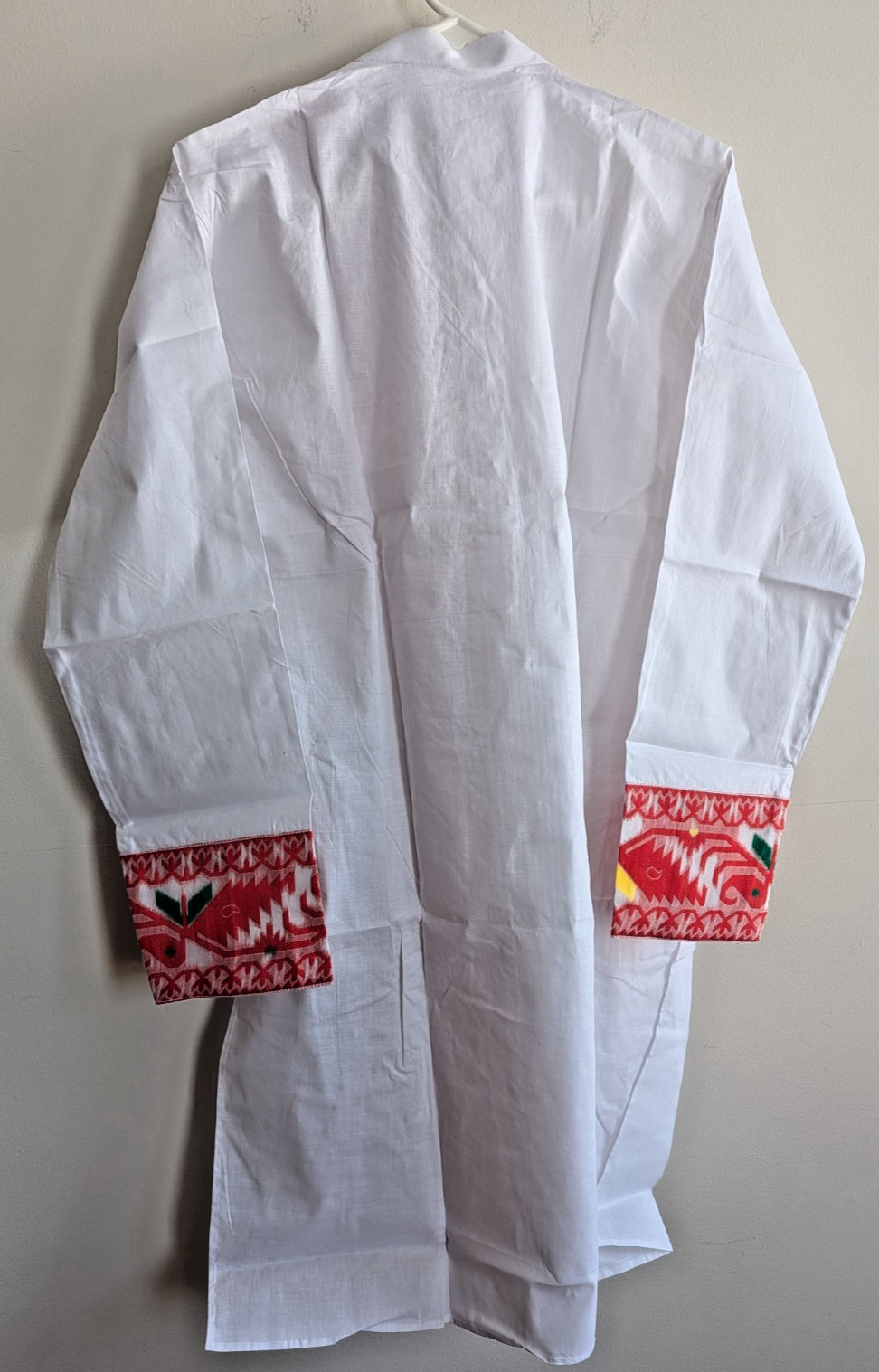Kurta Punjabi Cotton Jamdani Weaving White Red Wedding Festive Party Wear 40