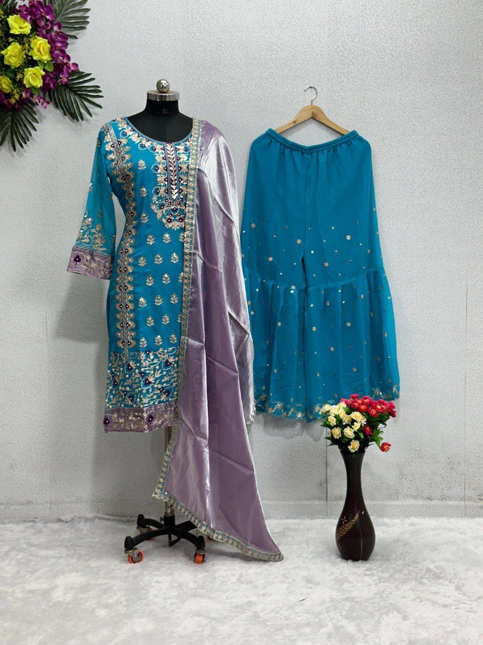 WEDDING SHARARA GHARARA PLAZZO SUIT SEQUENCE READYMADE PUNJABI PLAZZO SUIT