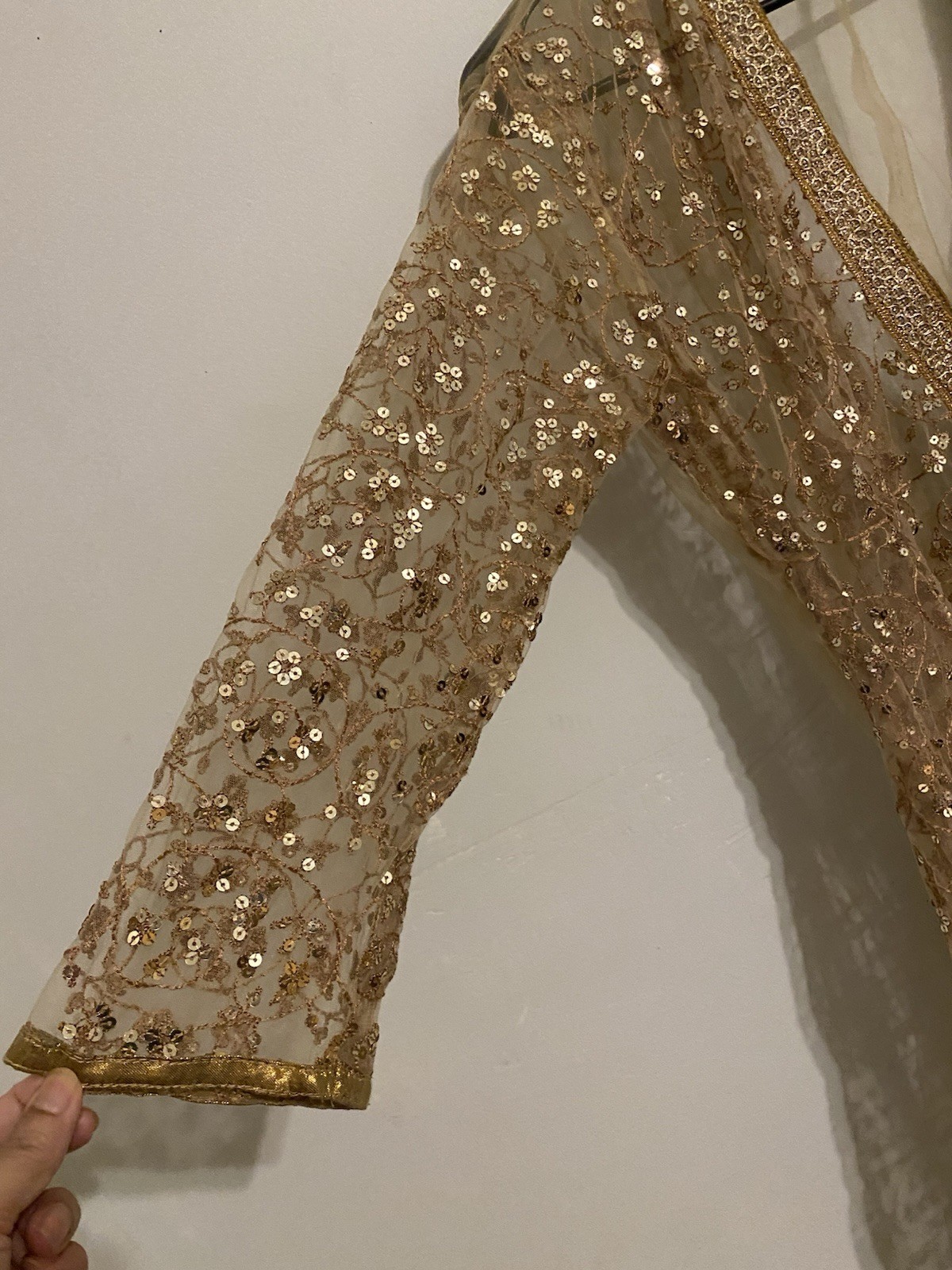 Gold Net Sequins Anarkali Traditional Indian/Pakistani size L