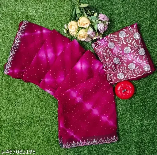 Women’s Georgette Saree With Separate Blouse Piece