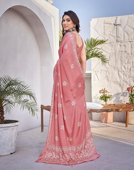 Women’s Elegant Malgudi Art Silk Saree with Blouse Material I Sarees For Woman