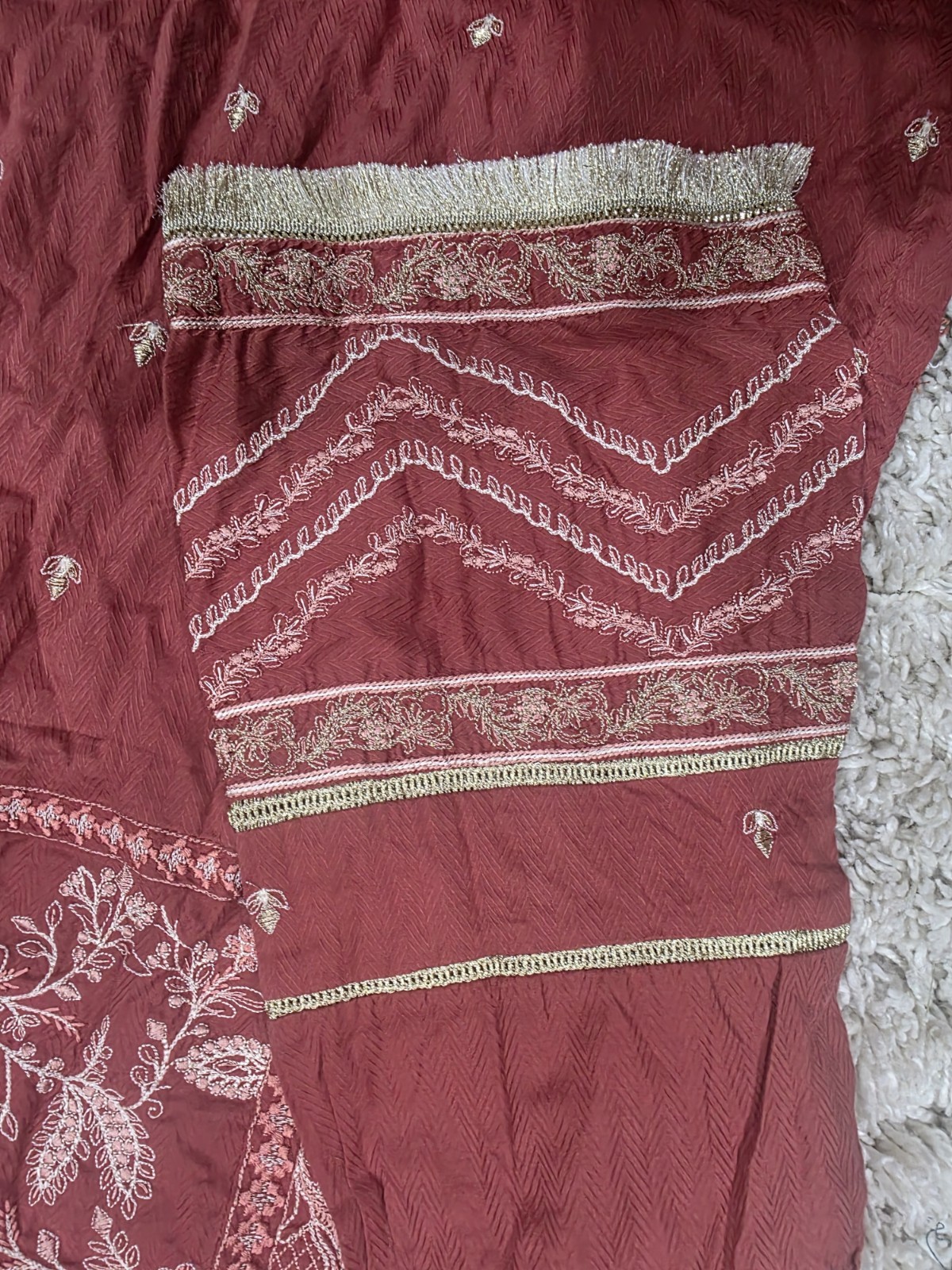 SAPPHIRE Pakistanj Embroidered Kurta Shirt & Broche Jacquard Dupatta Set Size S