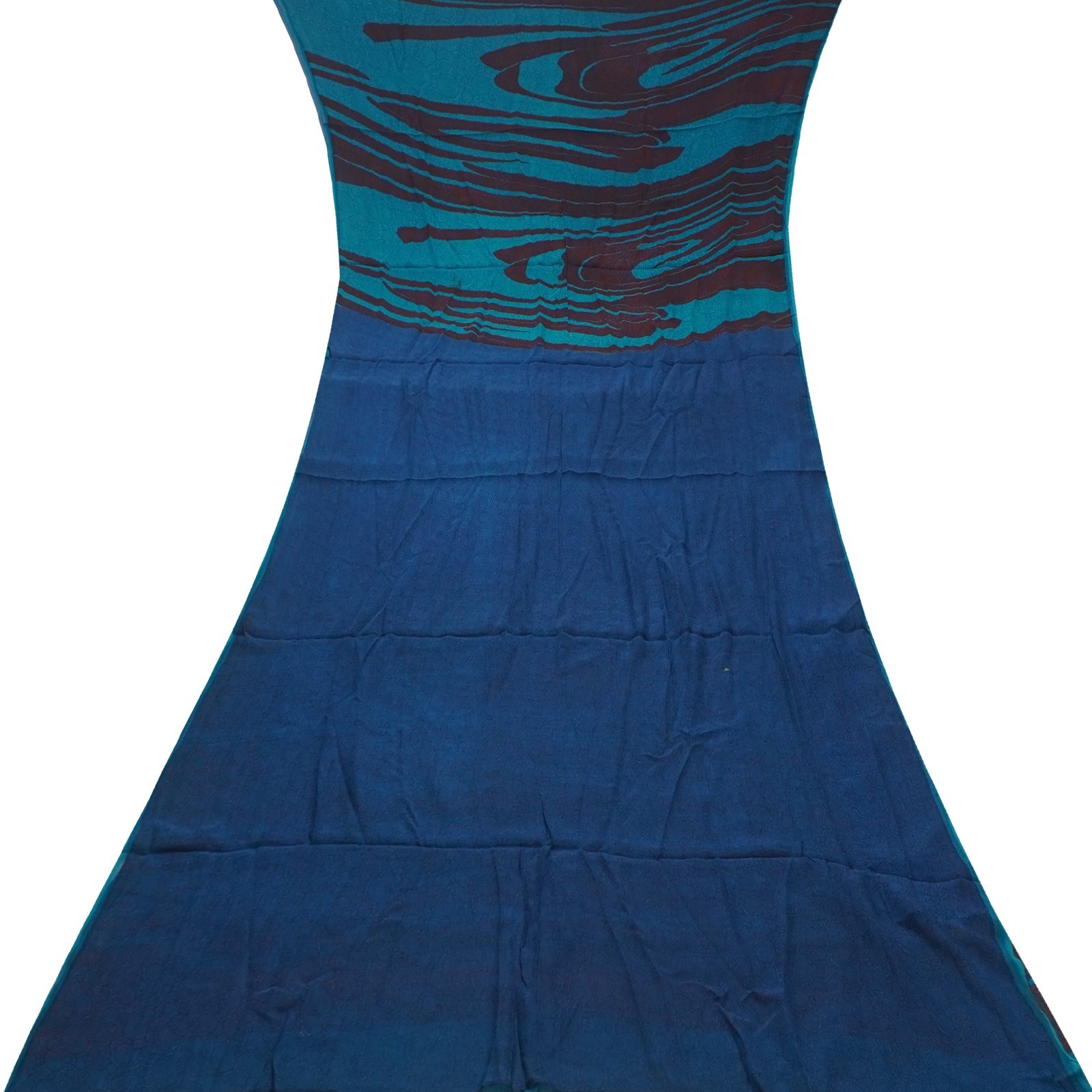 Namaste Vintage Blue Sarees 100% Pure Silk Chiffon Printed Sari 5YD Craft Fabric