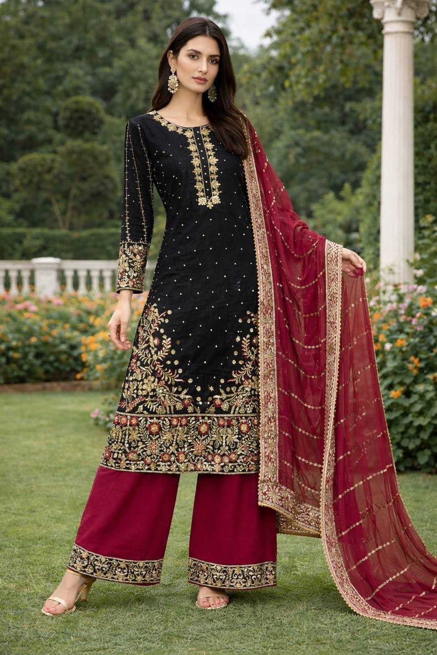 Heavy Reception Wear Heavy Fancy Micro Silk Salwar Kameez With Dupatta For Women