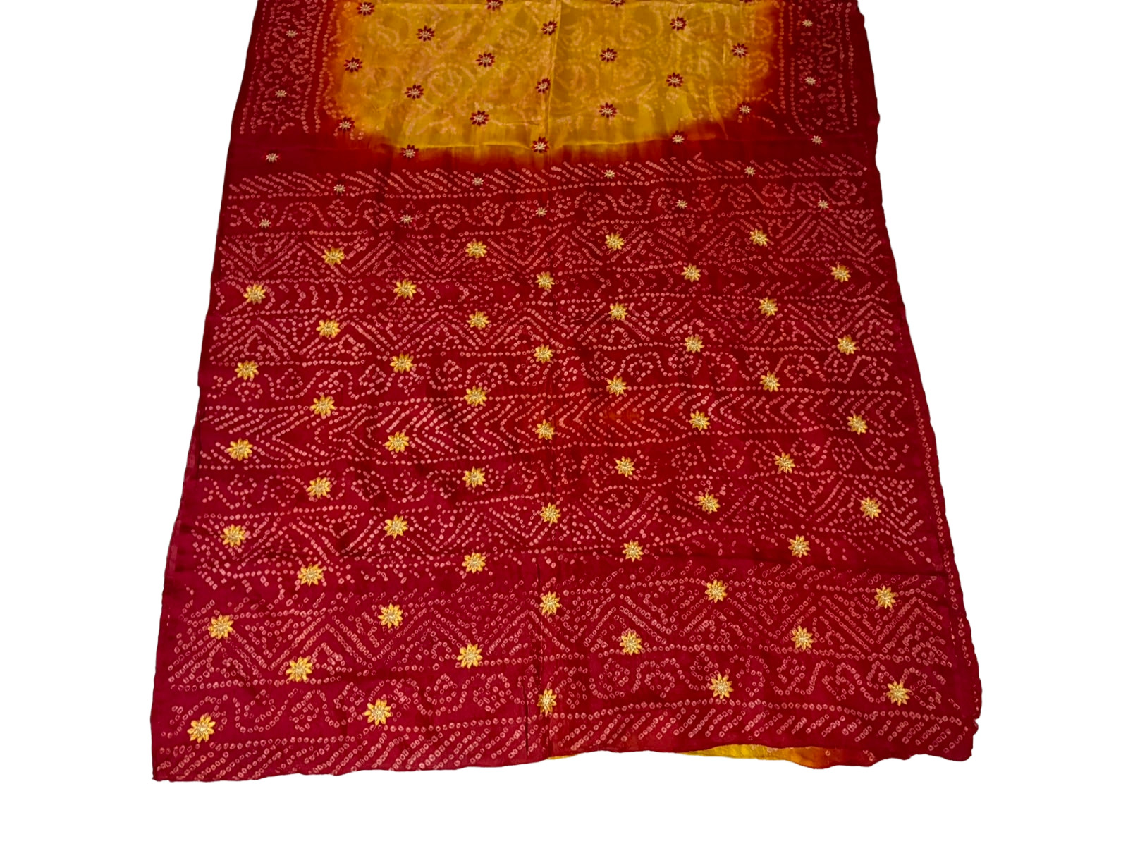 Indian Silk Dress Saree Women Wrap Vintage Bandhani Printed Crafted Dress Orange