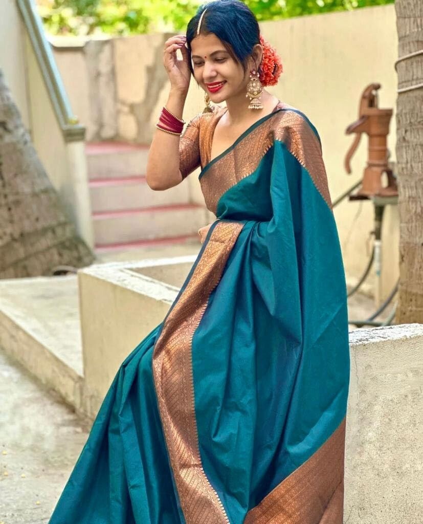 TRADITIONAL PARTY WEAR SOFT SILK INDIAN WEDDING WEAR KANJEEVARAM SAREE SARI
