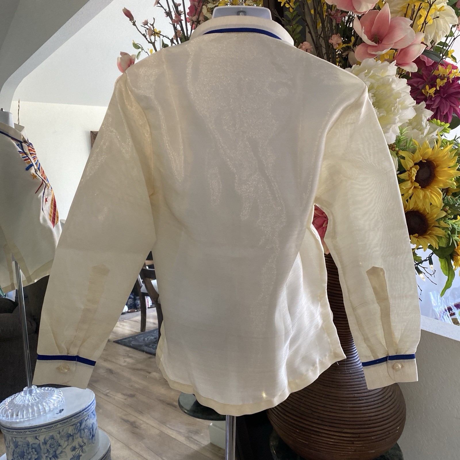 Barong Tagalog Embroidered White Kids’ Barong Shirt with Bright Starburst Motif