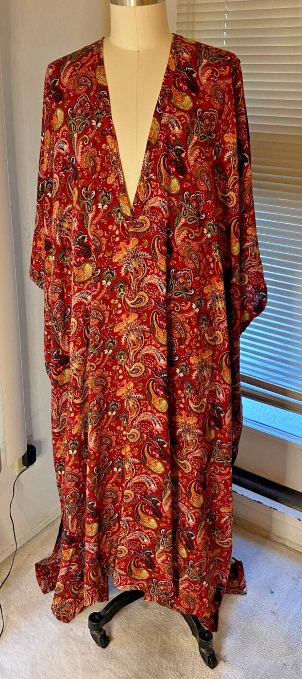 Caftan Red Paisley Print Women’s Men’s Unisex New Rayan Light Weight