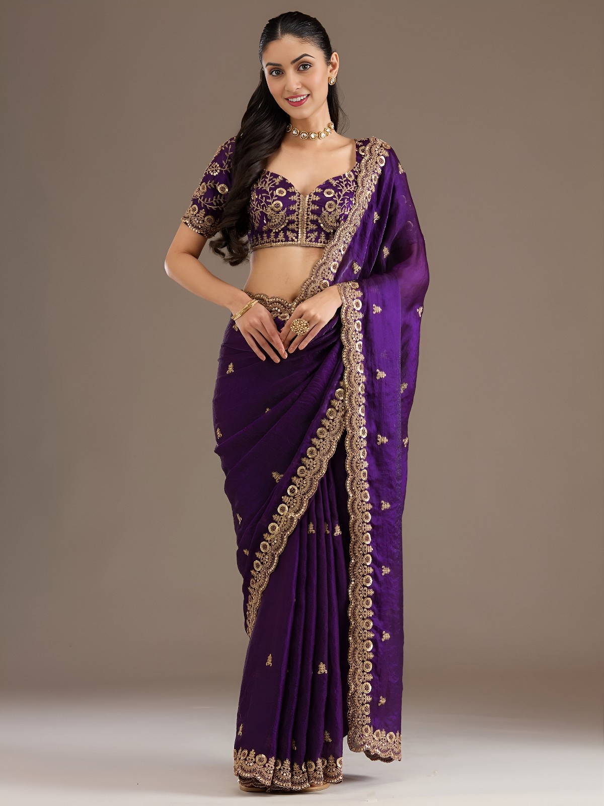 Attractive Designer Tissue Saree With Blouse For Wedding & Party Wear