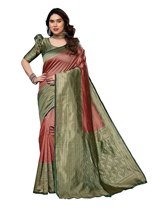 Women’s Banarasi Kanjivaram Art Silk Saree with Blouse Material