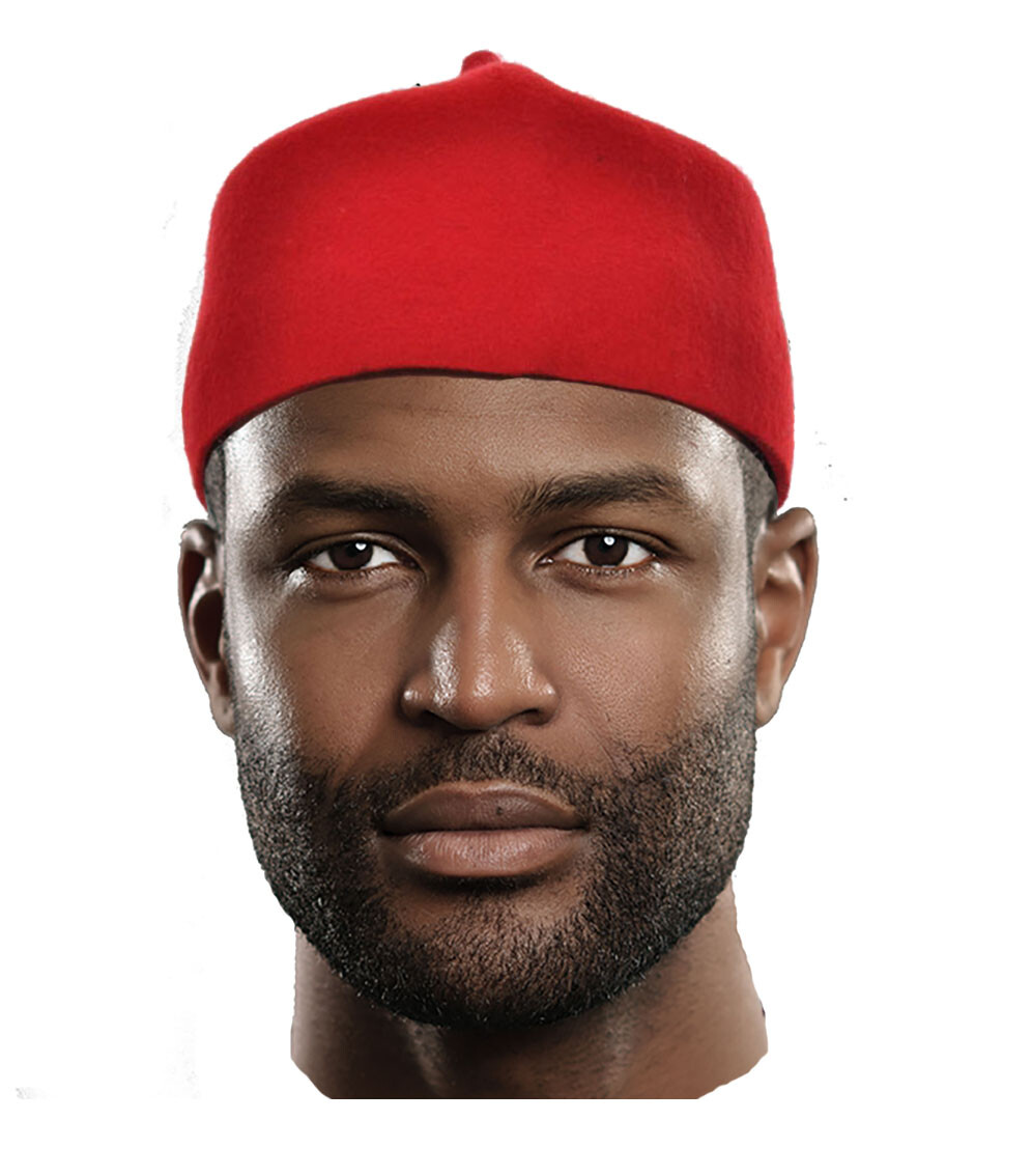 Red Wool Felt Igbo Cap African Fez Kufi Hat