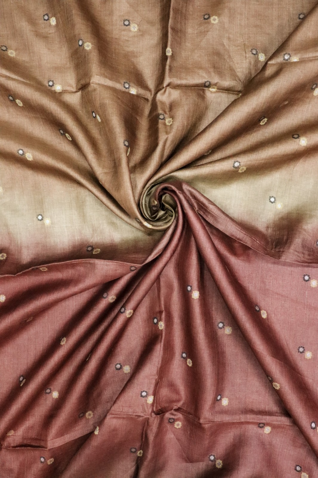 Vintage Tussar Silk Saree, Upcycled Printed Tussah Silk DIY Fabric TS1155