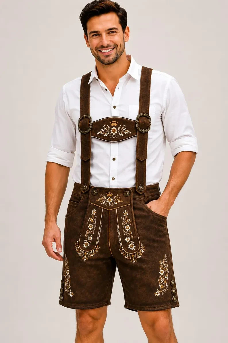 Lederhosen Shorts for Couples, Custom Traditional German Leather Trachten