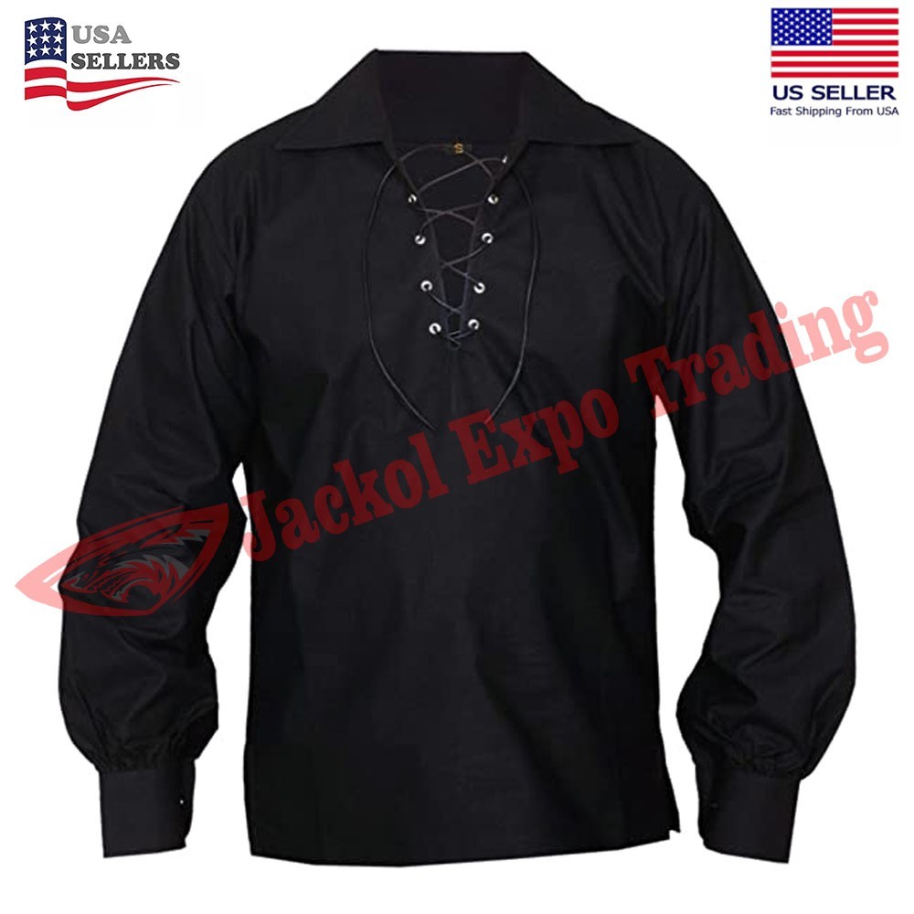 Jacobite Ghillie Kilt Shirt 100% Cotton Scottish Jacobean Shirt