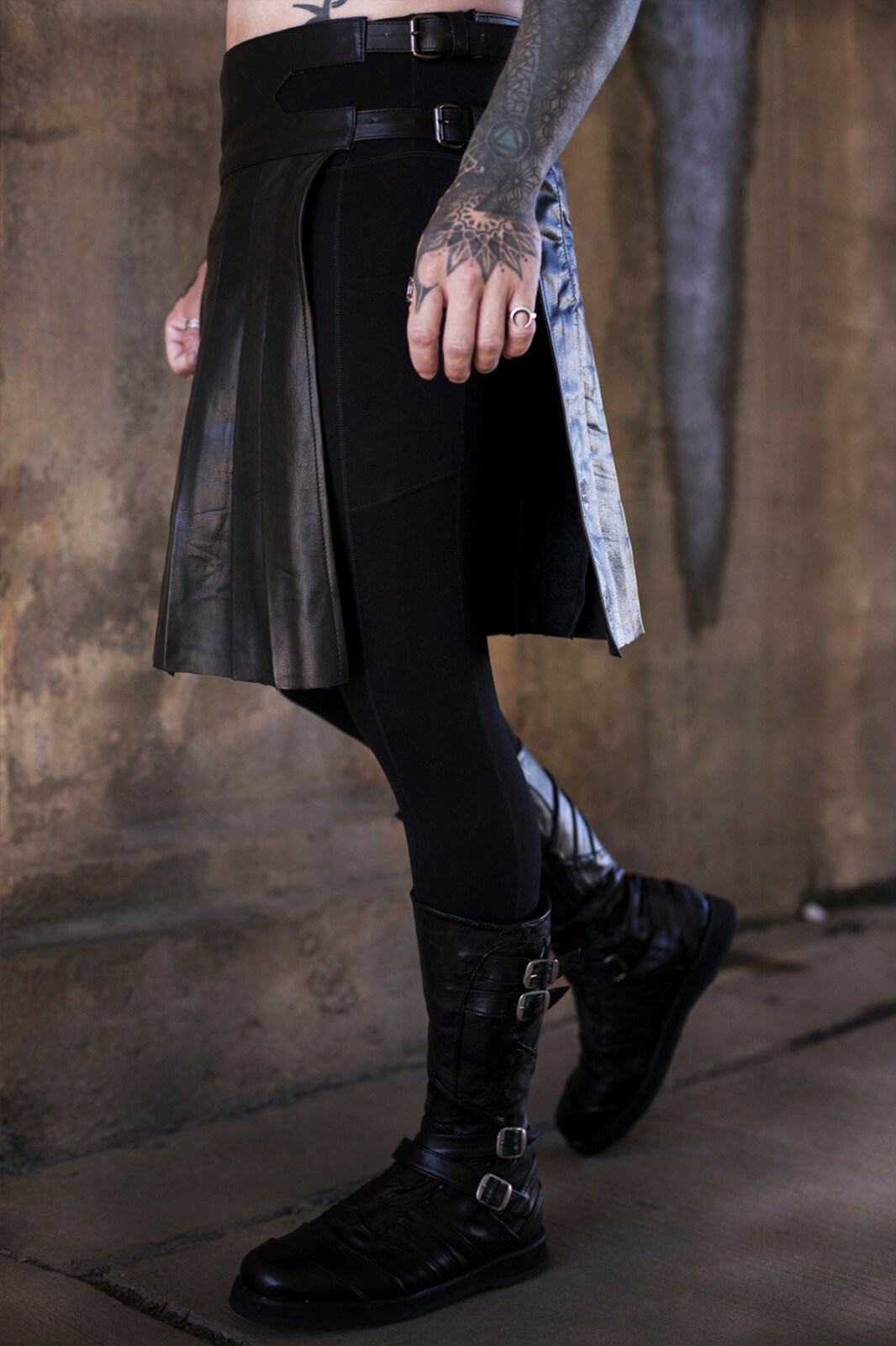 Fetish Genuine Cow Leather kilt Gay Pride Style Club-wear Cocktail Party Kilt