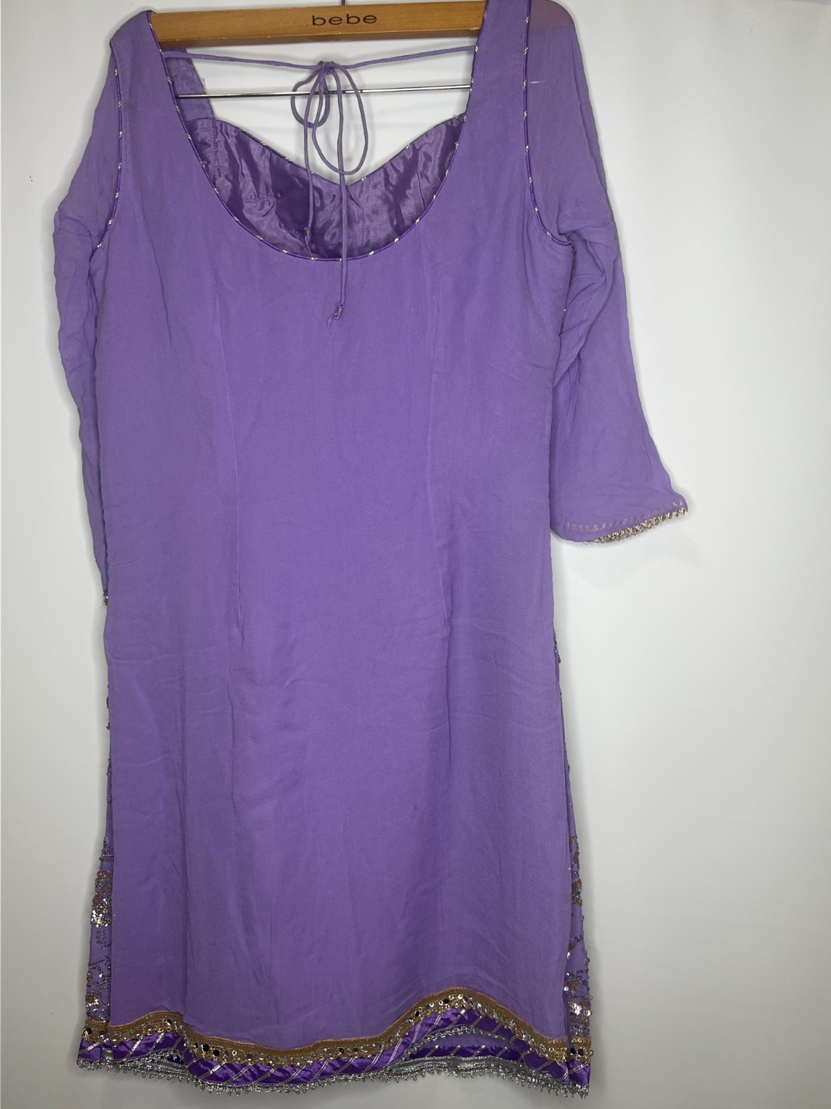 Lavender Embellished Indian/Pakistani Dress Kurti • Sequins & Beads