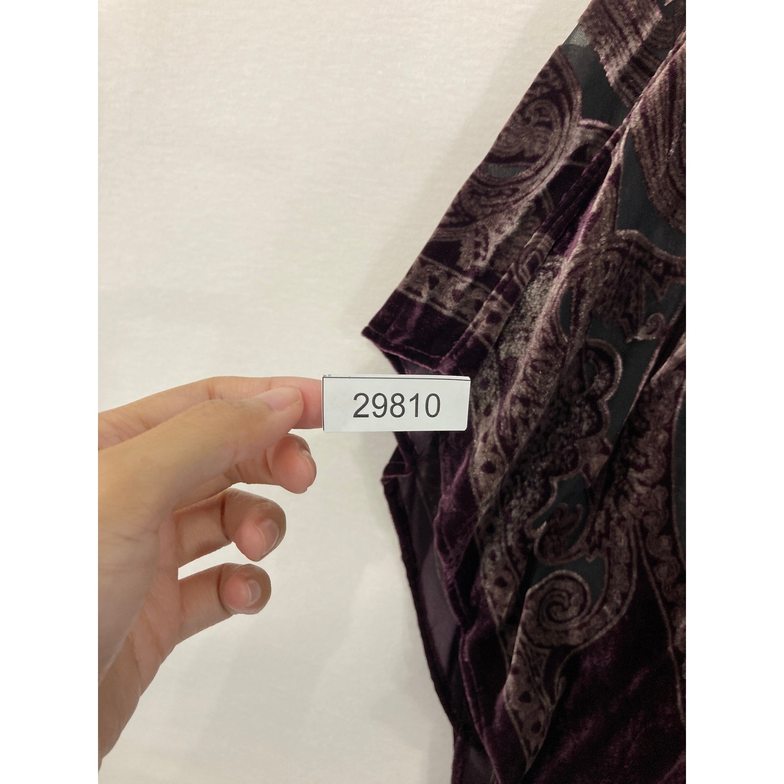 Travelers by Chicos Kimono Wrap L/XL Purple Brown Velvet Paisley Burnout Boho