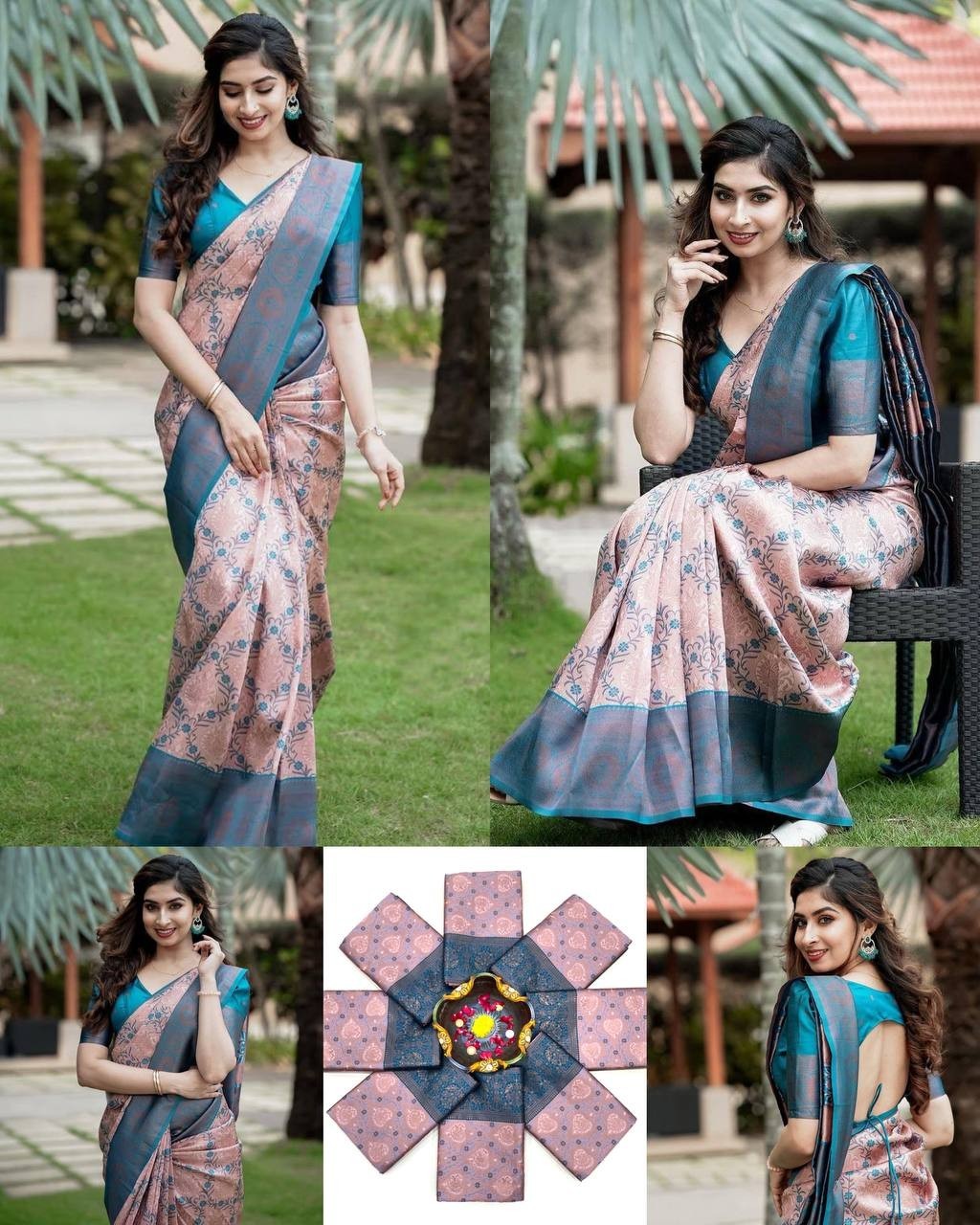 Women South Indian Sari Bollywood Designer Silk Saree Blouse Party Wear Saree