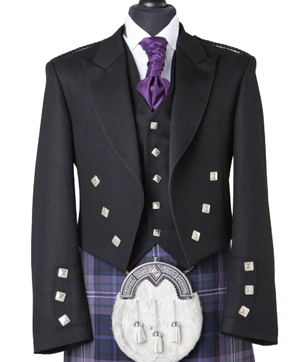 Men’s Prince Charlie Kilt Jacket With Vest Tuxedo Wedding Jacket